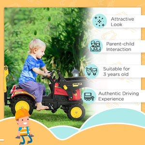 English Elm 3 in 1 Kids Pedal Ride on Excavator Bulldozer Toy with Detachable Cargo Trailer W2225P155625