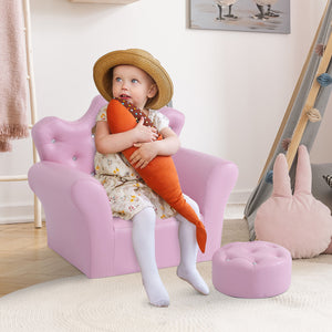 English Elm Kids Sofa Set - Enchanting Upholstered Armchair With Footstool For Toddlers, Pink Princess Design W2225P155607