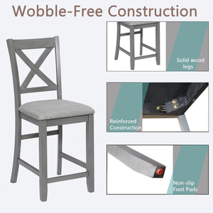 English Elm Counter Height Chairs Set Of 4 - Stylish Gray Barstools With Padded Seats For Dining & Comfort W1998126382