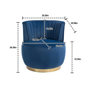 English Elm 360 Velvet Swivel Barrel Chair with Plush Foam Cushion, 360° Rotating Accent Seat for Living Room Navy W395P145392