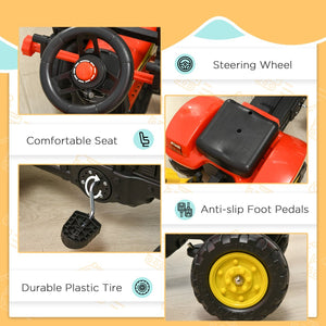 English Elm 3 in 1 Kids Pedal Ride on Excavator Bulldozer Toy with Detachable Cargo Trailer W2225P155625