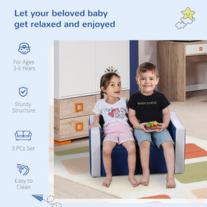 English Elm Kids 2-In-1 Sofa Set - Multi-Functional Toddler Table And Chair With Hidden Storage, Soft Blue Comfort W2225P155606