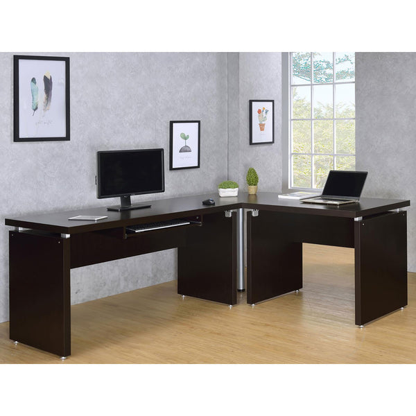 English Elm Cappuccino Modern Floating Top Computer Desk with Pullout Keyboard Shelf, Spacious 55" Workstation B062P153858