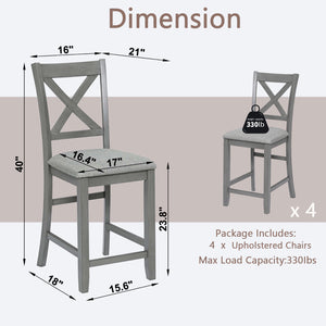 English Elm Counter Height Chairs Set Of 4 - Stylish Gray Barstools With Padded Seats For Dining & Comfort W1998126382