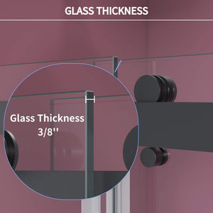 English Elm 56'' Frameless Double Sliding Shower Door Tempered Glass Matte Black Spa Bath B133P156464