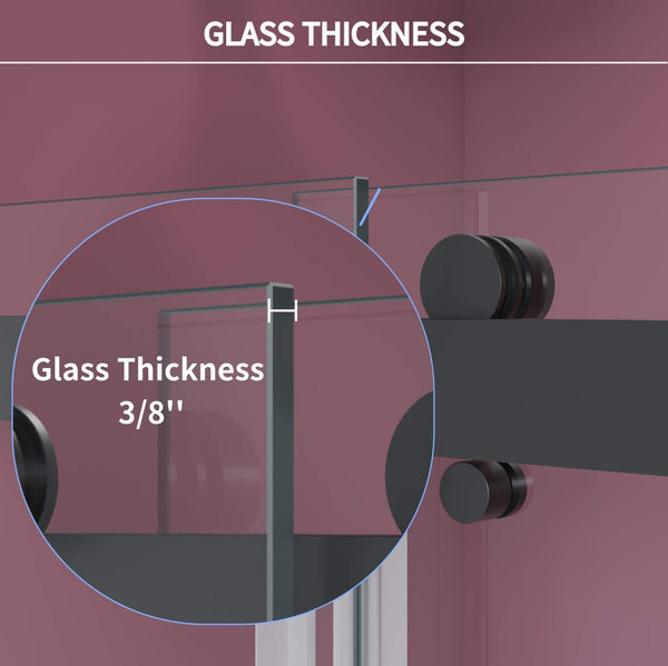 English Elm 56'' Frameless Double Sliding Shower Door Tempered Glass Matte Black Spa Bath B133P156464