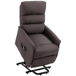 English Elm Electric Power Lift Recliner Chair with Remote Control, Linen-Feel Upholstery, Pocketed Comfort Brown W2225P155577