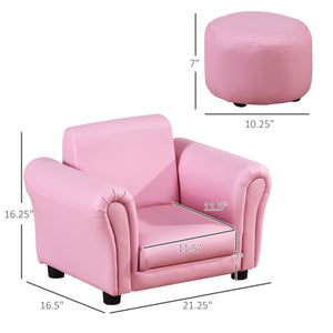 English Elm Kids Sofa Set With Footstool - Comfy Pink Upholstered Armchair For Toddler Playroom & Nursery Fun W2225P155608
