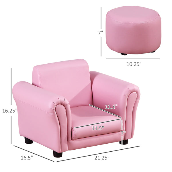 English Elm Kids Sofa Set With Footstool - Comfy Pink Upholstered Armchair For Toddler Playroom & Nursery Fun W2225P155608