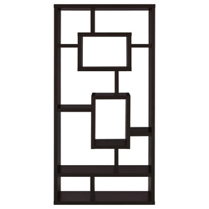 English Elm Cappuccino Geometric 10-Shelf Open Back Bookcase — White, Cappuccino & Grey Finish, Modern Display Organizer B062P153823