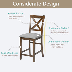 English Elm Counter Height Chairs Set Of 4 - Stylish Barstools With Padded Seats For Dining Room & Kitchen W1998126383