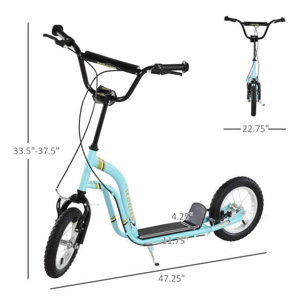 English Elm Youth Steel Frame Kick Scooter with Dual Caliper Brakes and 12 Inch Inflatable Tires W2225P155622