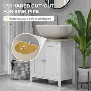 English Elm Kleankin Compact Pedestal Sink Storage Cabinet With Adjustable Shelf – Stylish White Bathroom Vanity W2225P155581