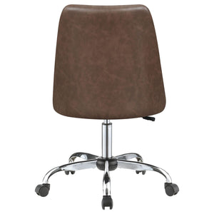 English Elm Brown Leatherette Office Chair with Diamond Stitching, Chrome Base, Adjustable Height & Casters for Comfort and Productivity B062P153793