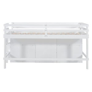 English Elm Twin Loft Bed with 4 Drawers Open Shelving and Cabinet for Kids Bedroom Storage White LT000762AAK