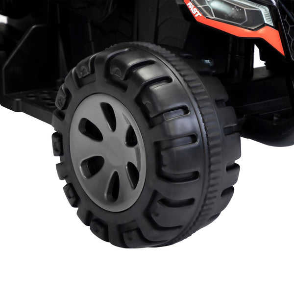 English Elm Kids Battery Powered Ride on Atv Quad with Led Fog Spray and Engine Sounds Black W2181P155600
