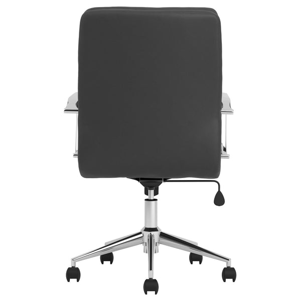 English Elm Black Modern Height-Adjustable Rolling Office Chair with Chrome Arms & Base, Sleek Seamed Leatherette Design B062P153791