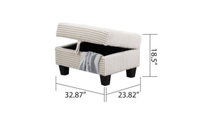 English Elm Modern Corduroy Sectional Sofa with Storage Ottoman, Drop-Down Tray, Plush Pillows, Wood Frame Elegance Cream B009S01291