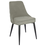 Set of 2 Light Grey Tufted Dining Chairs: Plush Cushioned Seats, Elegant Curved Backrest, Sloping Arms & Tapered Legs - Mid-Century Vibes, Compact Design - 20.50 x 24.00 x 33.75