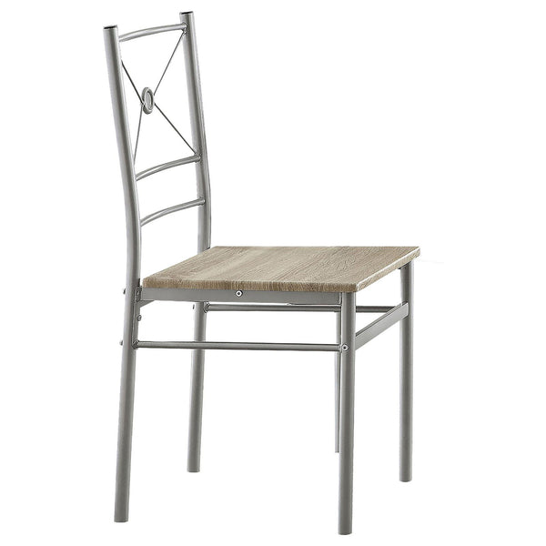 English Elm Taupe Transitional 5-Piece Rectangle Dining Set in Brushed Silver & Dark Bronze — Chic, Compact Elegance for Breakfast Nooks and Small Dining Rooms B062P153849