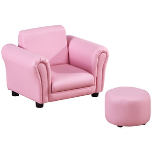 English Elm Kids Sofa Set With Footstool - Comfy Pink Upholstered Armchair For Toddler Playroom & Nursery Fun W2225P155608