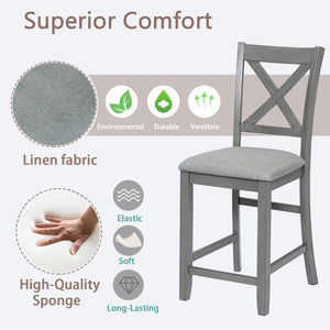 English Elm Counter Height Chairs Set Of 4 - Stylish Gray Barstools With Padded Seats For Dining & Comfort W1998126382