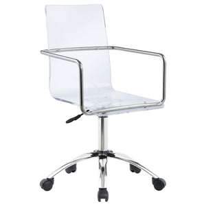 English Elm Clear Acrylic Office Chair with Chrome Frame, Modern Swivel Height-Adjustable Design for Home Office B062P153792