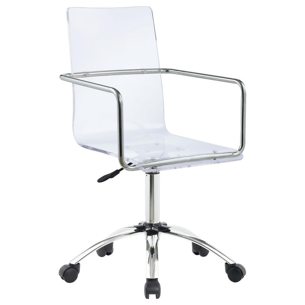 English Elm Clear Acrylic Office Chair with Chrome Frame, Modern Swivel Height-Adjustable Design for Home Office B062P153792