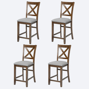 English Elm Counter Height Chairs Set Of 4 - Stylish Barstools With Padded Seats For Dining Room & Kitchen W1998126383