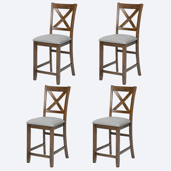 English Elm Counter Height Chairs Set Of 4 - Stylish Barstools With Padded Seats For Dining Room & Kitchen W1998126383