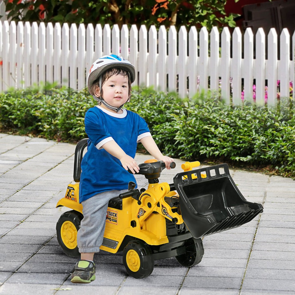 English Elm Ride on Kids Excavator Toy with Shovel Pull Cart Storage Horn Outdoor Digger W2225P155629