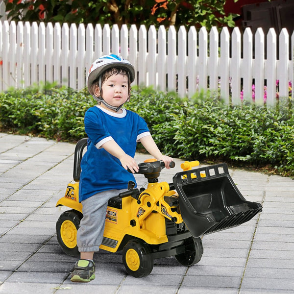 English Elm Ride on Kids Excavator Toy with Shovel Pull Cart Storage Horn Outdoor Digger W2225P155629
