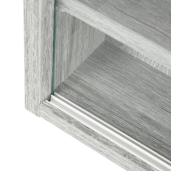 English Elm 5-Tier Display Cabinet with Glass Doors and Adjustable Shelves Wall-Mounted Collectible Case for Home Decor Gray W2225P155587