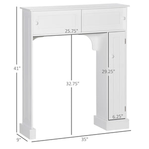 English Elm Over Over the Toilet Bathroom Cabinet with Adjustable Shelves, Sliding Doors, Anti-Tip Design, White W2225P155576