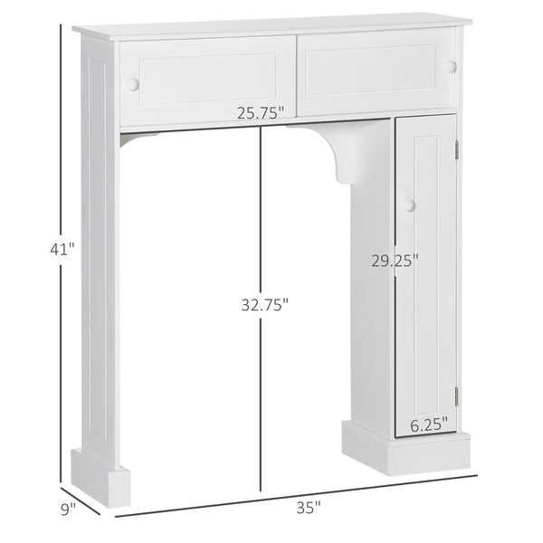 English Elm Over Over the Toilet Bathroom Cabinet with Adjustable Shelves, Sliding Doors, Anti-Tip Design, White W2225P155576