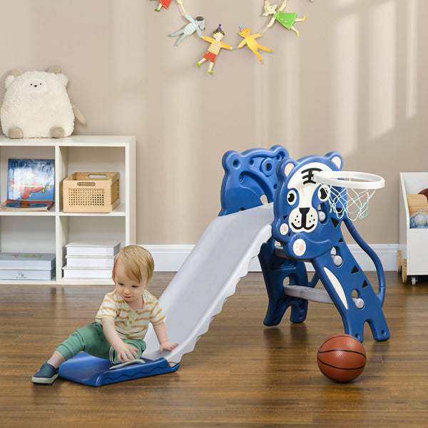 English Elm 2 in 1 Toddler Indoor Slide with Basketball Hoop Pe Plastic Safe Active Play W2225P155616