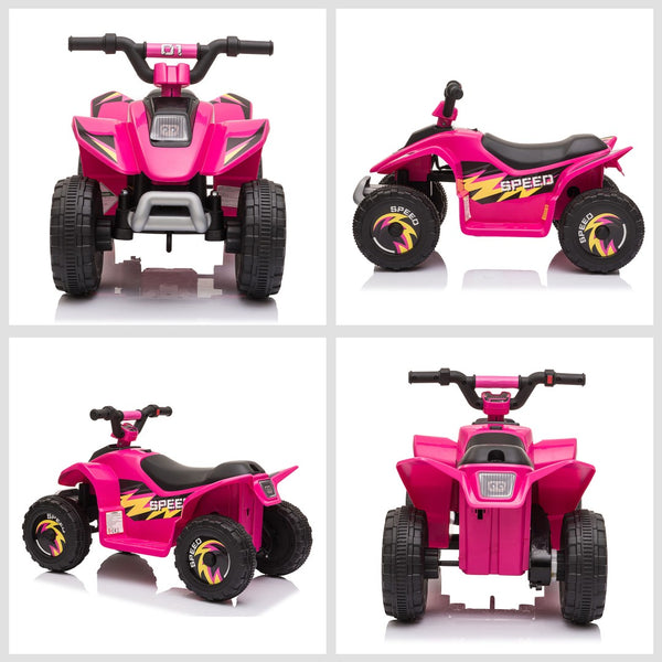 English Elm 6v Kids Battery Powered Toddler Atv Quad Ride on with Steel Frame Forward Reverse Pink W2225P155633