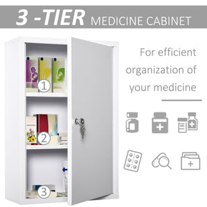 English Elm Kleankin Lockable Steel Wall-Mount Medicine Cabinet - 3-Tier Storage For Safe, Organized Essentials W2225P155578