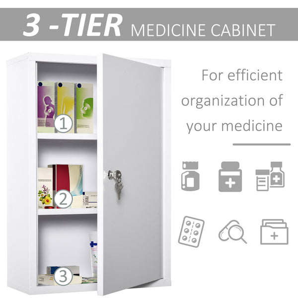English Elm Kleankin Lockable Steel Wall-Mount Medicine Cabinet - 3-Tier Storage For Safe, Organized Essentials W2225P155578