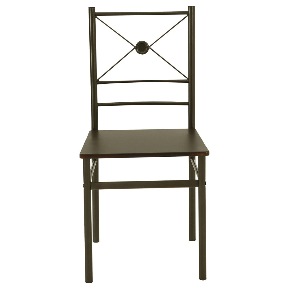 English Elm Walnut 5-Piece Rectangle Dining Set with Dark Bronze Frame, Compact Chic Table & 4 Chairs for Cozy Meals B062P153843