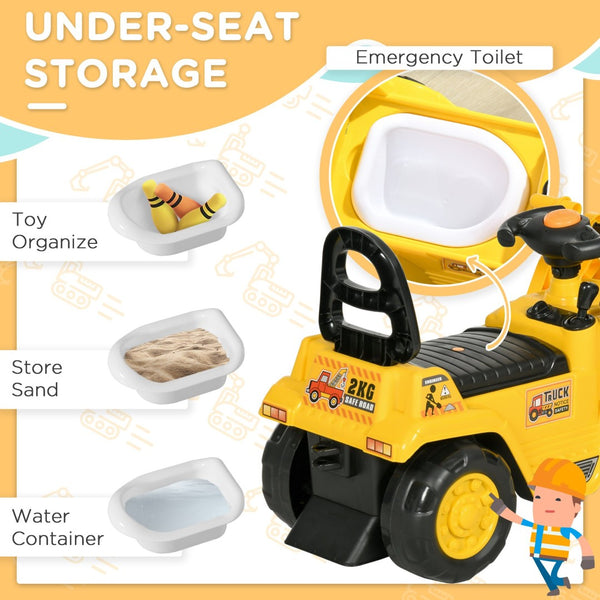 English Elm Ride on Kids Excavator Toy with Shovel Pull Cart Storage Horn Outdoor Digger W2225P155629