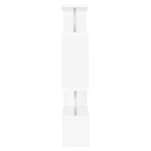 English Elm White 5-Tier Geometric Bookcase with Chrome Accents – Modern White Storage Shelves, 63.25"H Stylish Display for Books & Decor B062P153839