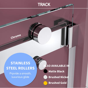 English Elm 62'' Frameless Double Sliding Shower Door Clear Tempered Glass Chrome Hardware Spa Bath B133P156466