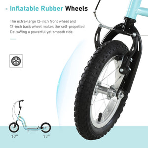 English Elm Youth Steel Frame Kick Scooter with Dual Caliper Brakes and 12 Inch Inflatable Tires W2225P155622