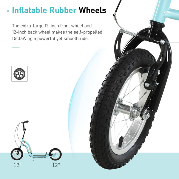 English Elm Youth Steel Frame Kick Scooter with Dual Caliper Brakes and 12 Inch Inflatable Tires W2225P155622