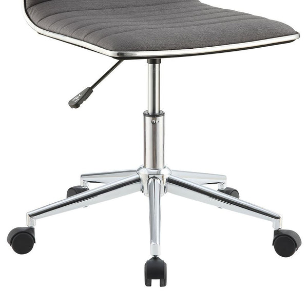 English Elm Grey Modern Armless Office Chair with Chrome Base, Square Seams, Swivel Tilt & Height Adjustable Comfort B062P153799