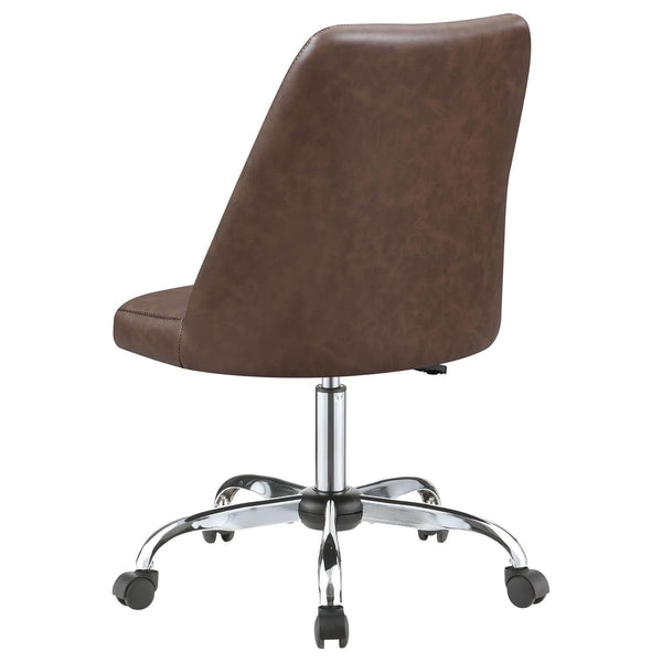 English Elm Brown Leatherette Office Chair with Diamond Stitching, Chrome Base, Adjustable Height & Casters for Comfort and Productivity B062P153793