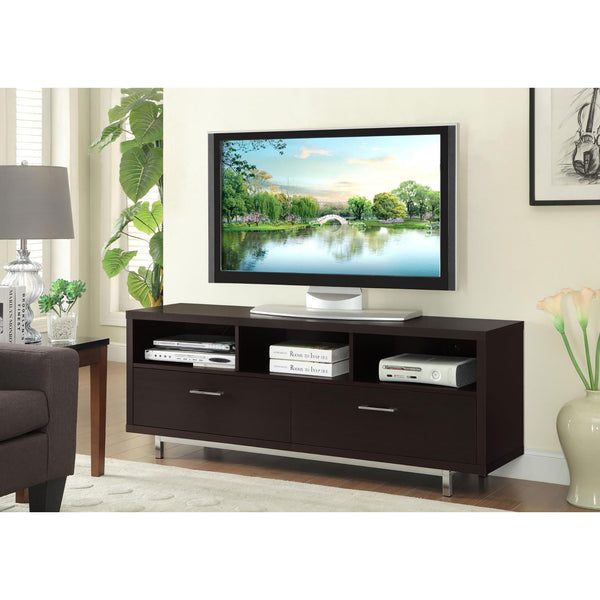 English Elm Cappuccino 60-Inch Tv Console With Drawers And Open Storage - Modern Elegance For Your Living Room! B062P153847