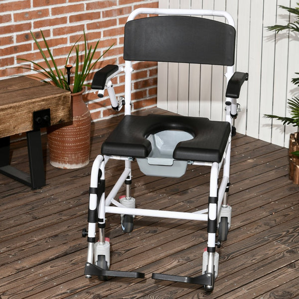 English Elm Accessibility Rolling Shower Commode Chair Aluminum Frame Waterproof Pu Padded Seat W2225P155599