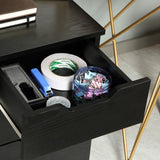 English Elm 3 Drawer Office Storage Cabinet, Under Desk Cabinet With Wheels, Black Wood Grain